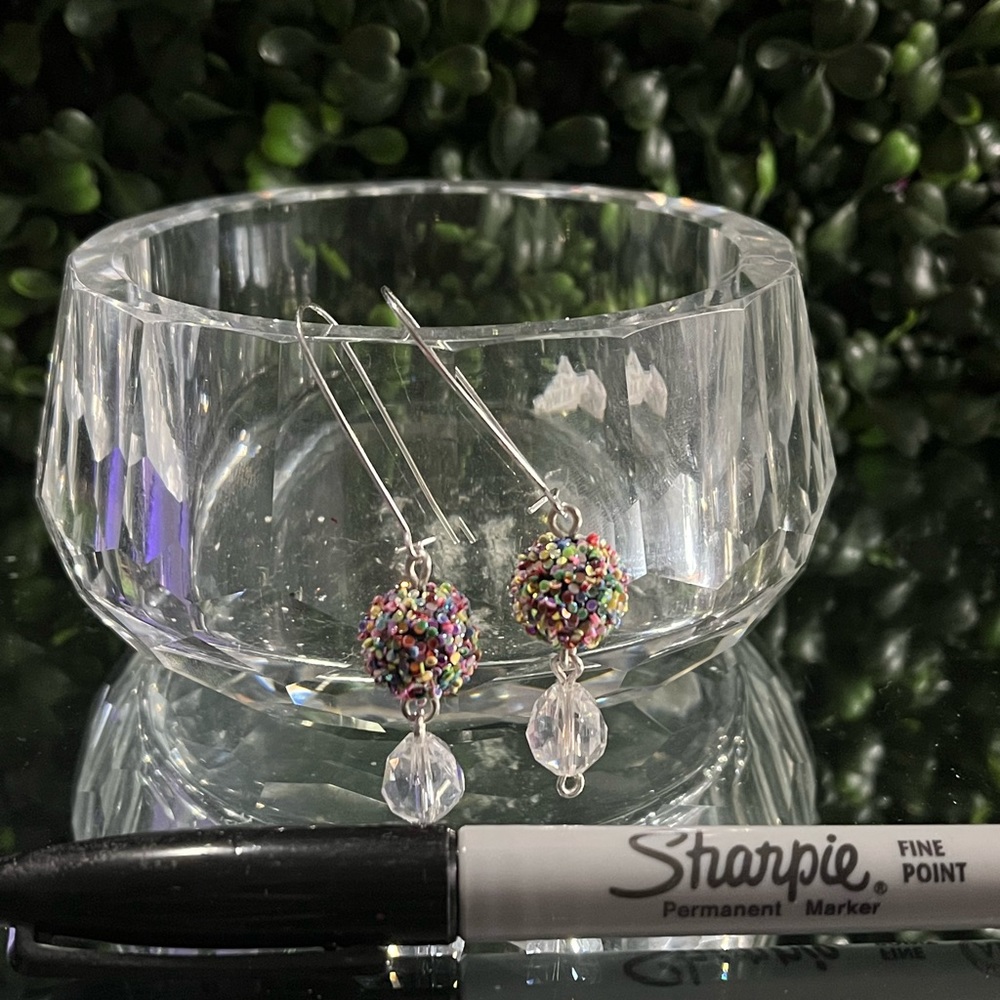 Confetti Crystal Dangle Statement Earrings - image 2